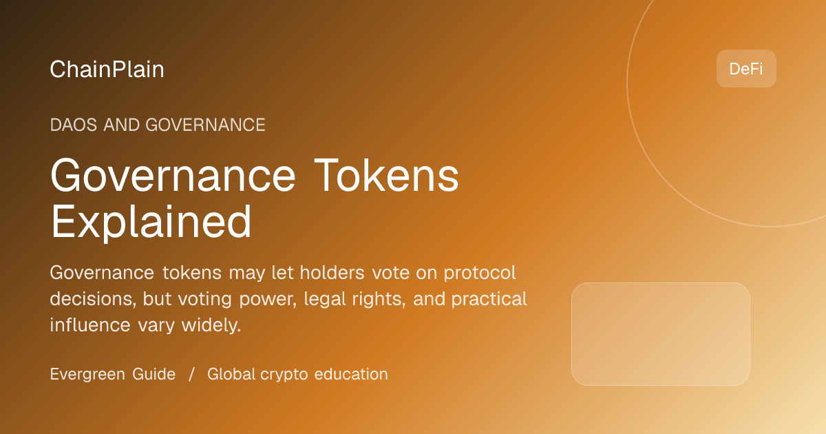 Governance Tokens Explained - DAOs and Governance guide from DeFi and Stablecoins Hub