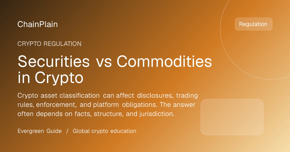 Securities vs Commodities in Crypto - Crypto Regulation guide from Crypto Taxes and Regulation Hub