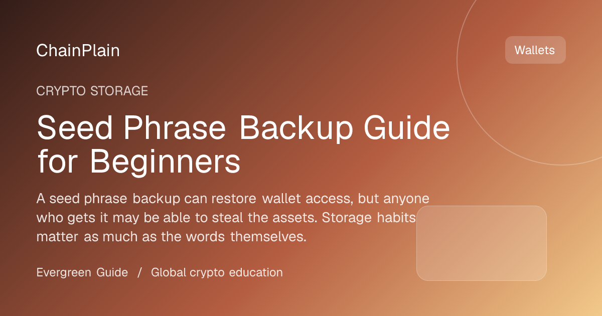 Seed Phrase Backup Guide for Beginners - Crypto Storage guide from Wallets, Security, and Storage Hub